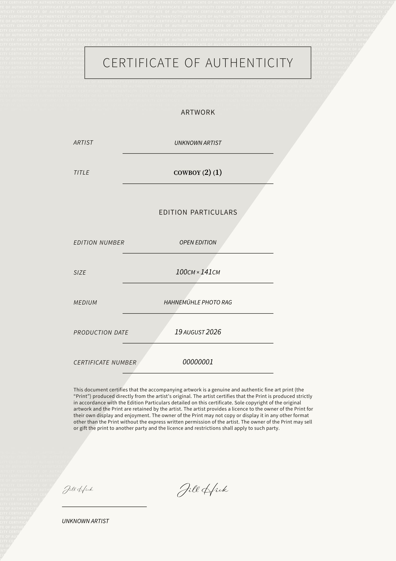 cowboy (2) (1) — Certificate of Authenticity